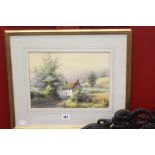 Clive Pryke watercolour 'White Cottage', signed lower left. Framed and glazed 12ins. x 9ins.