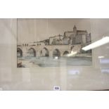 George Graham, watercolour on paper, a Mediterranean aqueduct/bridge, signed bottom right. Framed