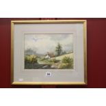 Clive Pryke watercolour 'White Cottage end on view', signed lower left. Framed and glazed 12ins. x