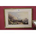 Thomas Lound 1802-1862 watercolour "Shepherds Moving Sheep" monogrammed lower left, verso label (