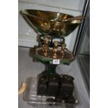 Weights and Measures: Circa 19th cent. scales with brass scoop, made by Perry & Sons, 186 High Road,