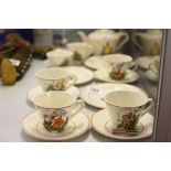 Children's Disney Ceramics: Wade Heath toy tea set -teapot, jug, sugar bowl, 4 trios - Snow White
