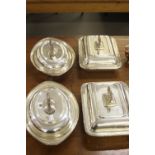 Early 20th cent. Plate serving dishes with covers, oval (2), rectangular (2).
