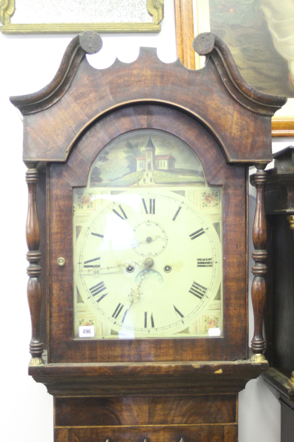Clocks: 19th cent. 8 day Longcase clock, oak & mahogany cased with canted sides and stringing,
