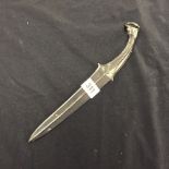 Oriental: Sino Mongolian carved dagger. 11ins.