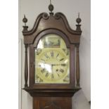 19th cent. Longcase clock, French 8 day wood movement, painted face, mahogany case by Caupill et