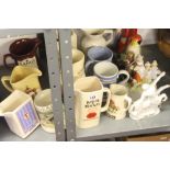 20th cent. Breweriana: Jugs, whiskey and water jugs x 5, beer jugs x 3, tankards x 3, plus 4 x bar