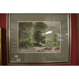 James Longueville pastel "The River Bend", signed lower left. Framed and glazed. 14" x 10".