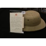 19th cent. Militaria: British Army sun topi (Bombay Bowler) property of A.J. Williamson P.T.I. K.R.