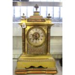 Clocks: 19th cent. French brass table clock, signed Achille Brocot, with Corinthian pillars,