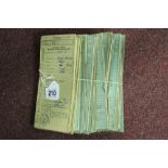 Motoring: Buff and green folding log books. Buff 1960-64 x 11, 1955 x 1, green 1958 x 1, 1960-1971 x