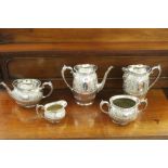 19th cent. Britannia metal tea and coffee set, Philip Ashberry & Sons comprising teapot, coffee pot,