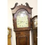 Clocks: 19th cent. 8 day Longcase clock, oak & mahogany cased with canted sides and stringing,