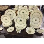 20th cent. Ceramics: Copenhagen 'Quaking Grass' pattern dinner ware 2 x plates 9¾ins. 7 x soup bowls