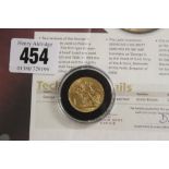 Gold Sovereign: George V 1918 Ottawa, Canada. Mint with fact sheet.