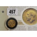 Gold Sovereign: George V 1925 unmarked. Mint with fact sheets.