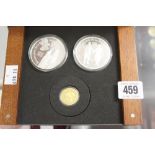 Numismatics: Mexico Independence 2010. 2 x Proof set Gold Libertad and Silver Dollar. Boxed set,