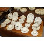 20th cent. Ceramics: Copenhagen 'Quaking Grass' pattern tea and coffee service, 10 x tea cups, 9 x