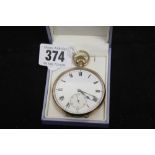 Watch: 9ct. Gold gentleman's pocket watch, Swiss made 15 jewel with import marks.