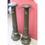 19th cent. Classical style green mottle marble columns - a pair.
