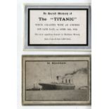 R.M.S. TITANIC: German postcard, post-sinking 'Der Untergang des Dampfers' Titanic, statistics on