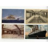OCEAN LINER: Album of period Cunard Line postcards featuring Aquitania, Berengaria, Caronia. (56)