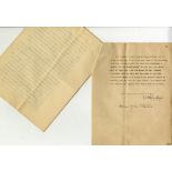 **R.M.S. OLYMPIC/TITANIC - ORIGINAL DRAFT CHAPTER FROM HOME FROM THE SEA, SIGNED BY CAPTAIN ROSTRON: