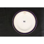 WHITE STAR LINE: Copeland Spode OSNC side plate with Greek key/cobalt band decoration. 8ins.