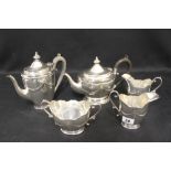 CUNARD WHITE STAR: Five piece Elkington plate tea and coffee set.