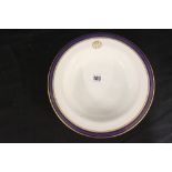 WHITE STAR LINE: Copeland Spode First Class OSNC soup bowl with cobalt blue rim decorated with a