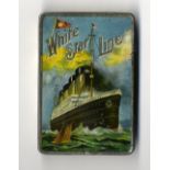 R.M.S. OLYMPIC/BRITANNIC: W. Ariel Gray cigarette tin with a depiction of the Olympic/Britannic on