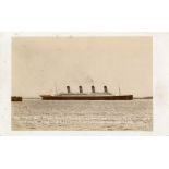 R.M.S. TITANIC: Rare W.R. Hogg real photo postcard showing Titanic passing Ryde Pier on 10th April