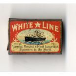 WHITE STAR LINE: Rare tin match holder box showing the Olympic "Amongst the largest, fastest and