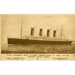 R.M.S. TITANIC: United States artist's impression of either Olympic/Titanic on sepia pre-sinking