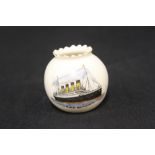 R.M.S. BRITANNIC: Extremely rare Windsor china, crested pre-W.W.I commemorative pot. 2ins.