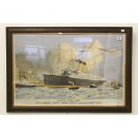 WHITE STAR LINE: Charles Dixon coloured agent's print of R.M.S. Adriatic, Baltic and Celtic at