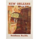 USA RAILROAD: 20th cent. Southern Pacific New Orleans travel poster. Framed and glazed.