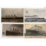 R.M.S. TITANIC: Real photo and artist postcards including National Series and Rotary. (4)