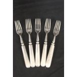 WHITE STAR LINE: Harlequin set of five First Class Elkington plate dinner forks.