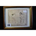 20th cent. Chinese Art: Dao Yan Hu 1946- watercolour studies - fish, two figures, signed lower