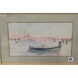 Ada Mary Galton 19th/20th cent. Watercolour Venetian study with buildings and fishing boats,