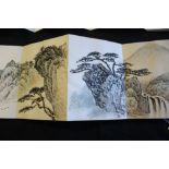 20th cent. Oriental concertina book - ink and watercolours 6ins. x 4½ins. Plus another of figures