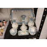 20th cent. Continental blue and white dressing table set with tray.