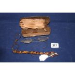 19th cent. Pince Nez glasses x 2, a tortoise shell Lorgnette opera glasses - 1 pair plus a glass