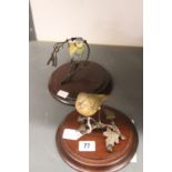 20th cent. Ceramics: Coalport "Song Thrush" & "Blue Tit", both on naturalistic formed branches.