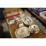 20th cent. Plate and Glassware: Vegetable dishes and covers, muffin dish, deco style coffee pot,