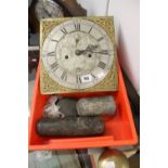 Clocks: William Gatford of Uxbridge 8 day longcase movement, brass spandrels with silvered dial