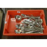 20th cent. Plated Flatware: ARG 800 electro plated 10 x dinner forks, spoons, knifes with German