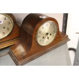 Early 20th cent. "Napoleon Hat" mahogany mantel clock.