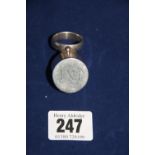 Hallmarked Irish Silver: Oil stock with ring, Dublin 1947, makers mark L.G. to base and lid. The